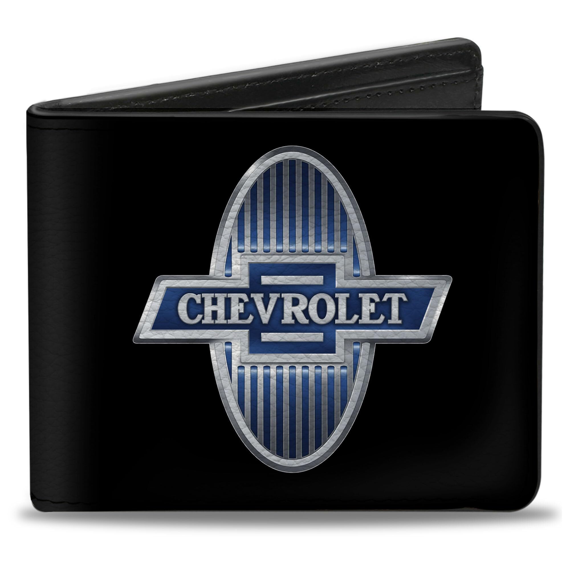 7331 Pu Bifold Wallet-1929 Chevrolet Bowtie Logo Black/Silver/Blue